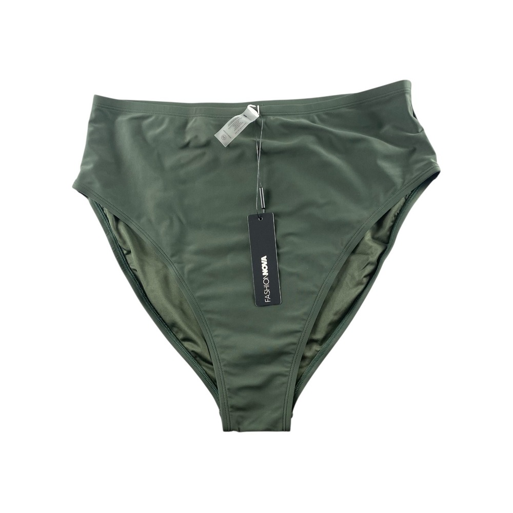 NWT Fashion Nova High Waisted Bikini Bottoms Olive Green Size 3X
